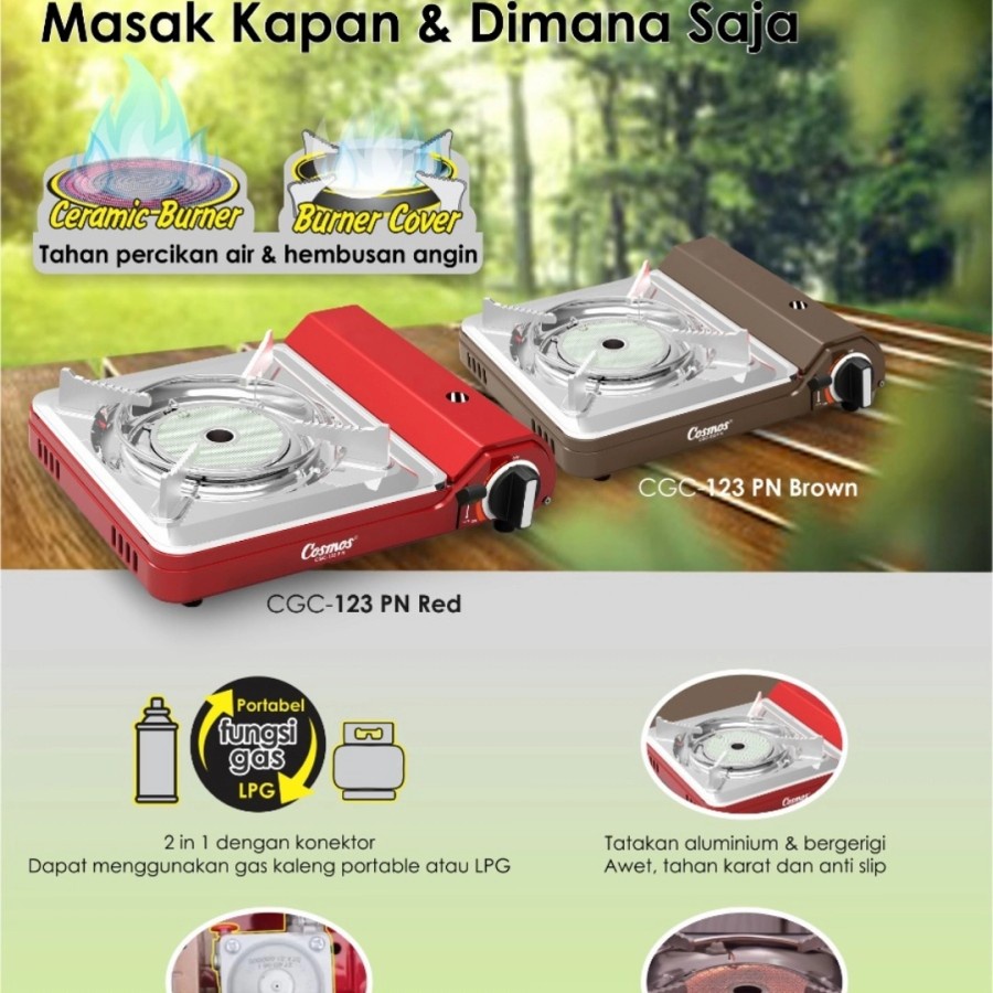 Cosmos Kompor Gas Portable Kompor Travel 2In1 CGC-123 PN CGC 123 PN CGC123
