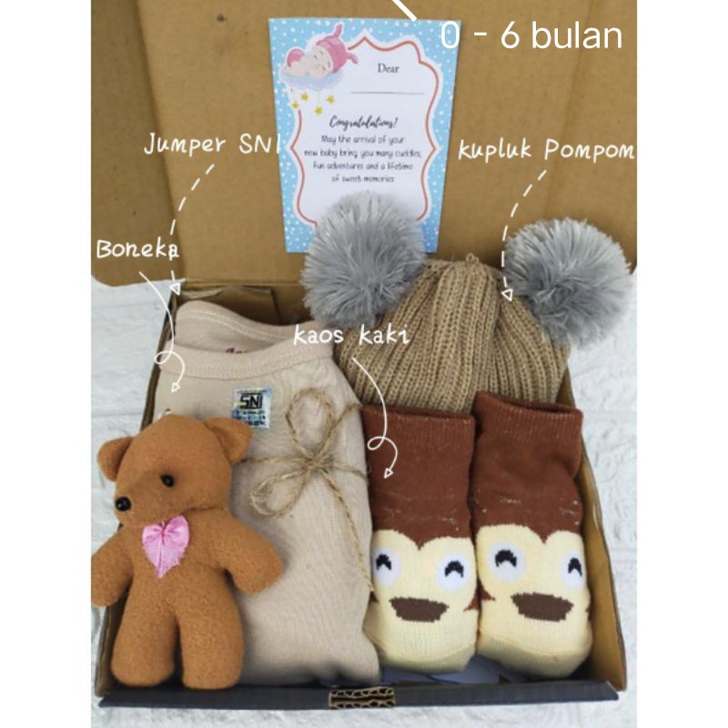Hampers Bayi Newborn Baby Gift Set Unisex Kado Lahiran Parcel Bayi Laki-laki Perempuan-Standart Coklat