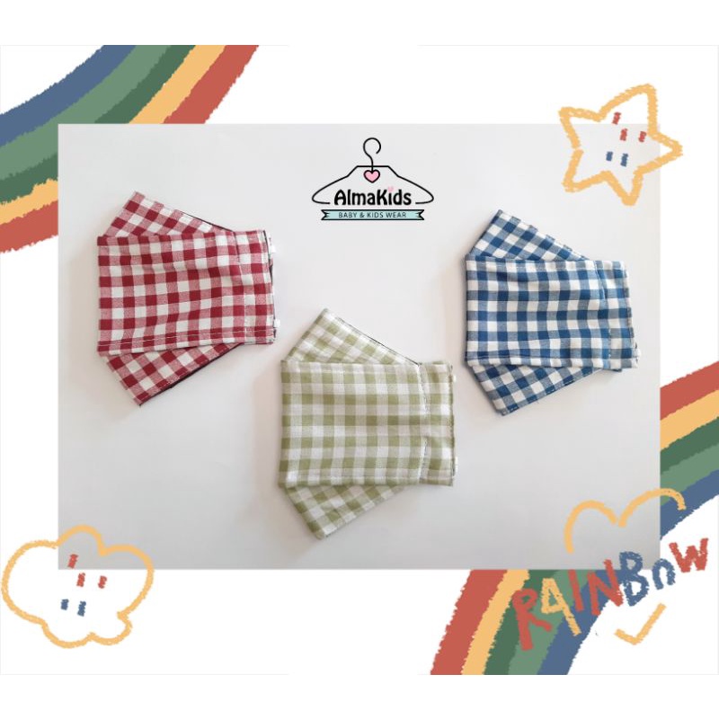 Masker 3D Dewasa Earloop motif Gingham