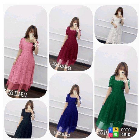 Dress Korean Style Wanita Terbaru Dress Korea Party Casual Dress Midi Dress Remaja Baju Pesta natal 