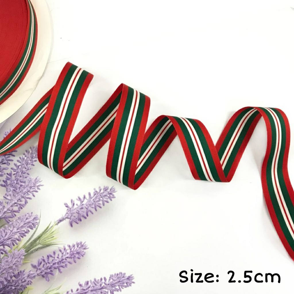 PITA NATAL | PITA KATUN MOTIF GARIS | PITA KADO | HAMPERS JUAL PER YARD (2.5 CM)