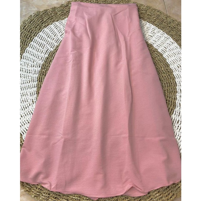 SKIRT SHAKILA A-LINE/ROK SERUT SHAKILA PREMIUM.Flare A-line.korean stlye. pakaian wanita fashion modis terupdate-ROK BUBLECREPE PINK