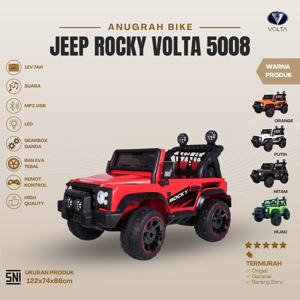 Mainan Anak Mobil Aki SHP Toys Volta Jeep Rocky Volta 5008