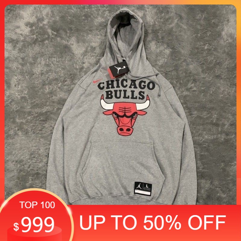 SWEATER HOODIE JORDAN X CHICAGO BULLS GREY FULLTAG&LEBEL