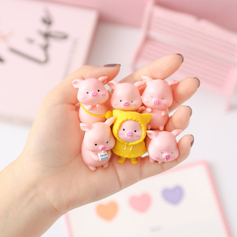 Mary Patung Patung Babi Lucu Patung Celengan Mini Topper Kue DIY Craft Piggy Toys