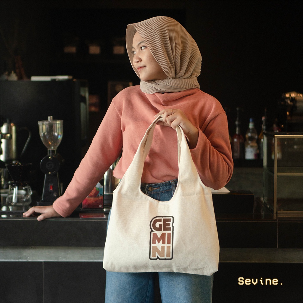 Sevine Tote Bag Kanvas Bonnie Tas Wanita Kuliah Fashion Laptop Totebag  Aesthetic Zodiac Series - CZ