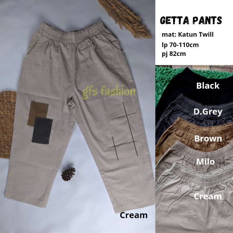 Getta Pants Celana Korea | Celana Panjang Wanita Jumbo katun Twill