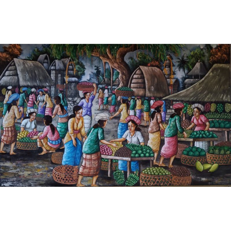 Lukisan pasar buah | Lukisan tradisi | Lukisan indah | Lukisan bagus | Lukisan bali