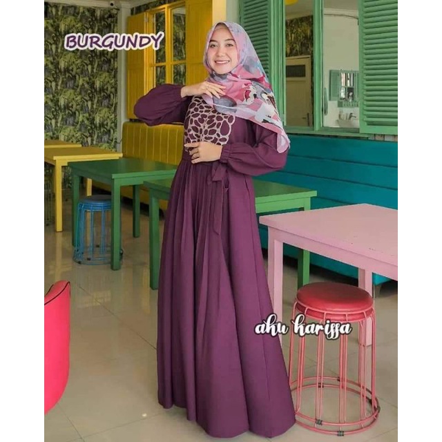 GAMIS CANTIK ERINA BORDIR ORI AKU KARISSA DRESS MUSLIMAH TERBARU BEST SELLER OOTD WANITA KEKINIAN