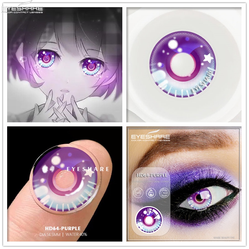 soflen model terbaru 2023 Softlens EYESHARE 14.5mm NORMAL Softlens Anime Fashion Kartun Naruto Shizuku Halloween Import Premium Big Eyes/Karnaval Soflens Crazy Kosplay - Gratis Lenscase