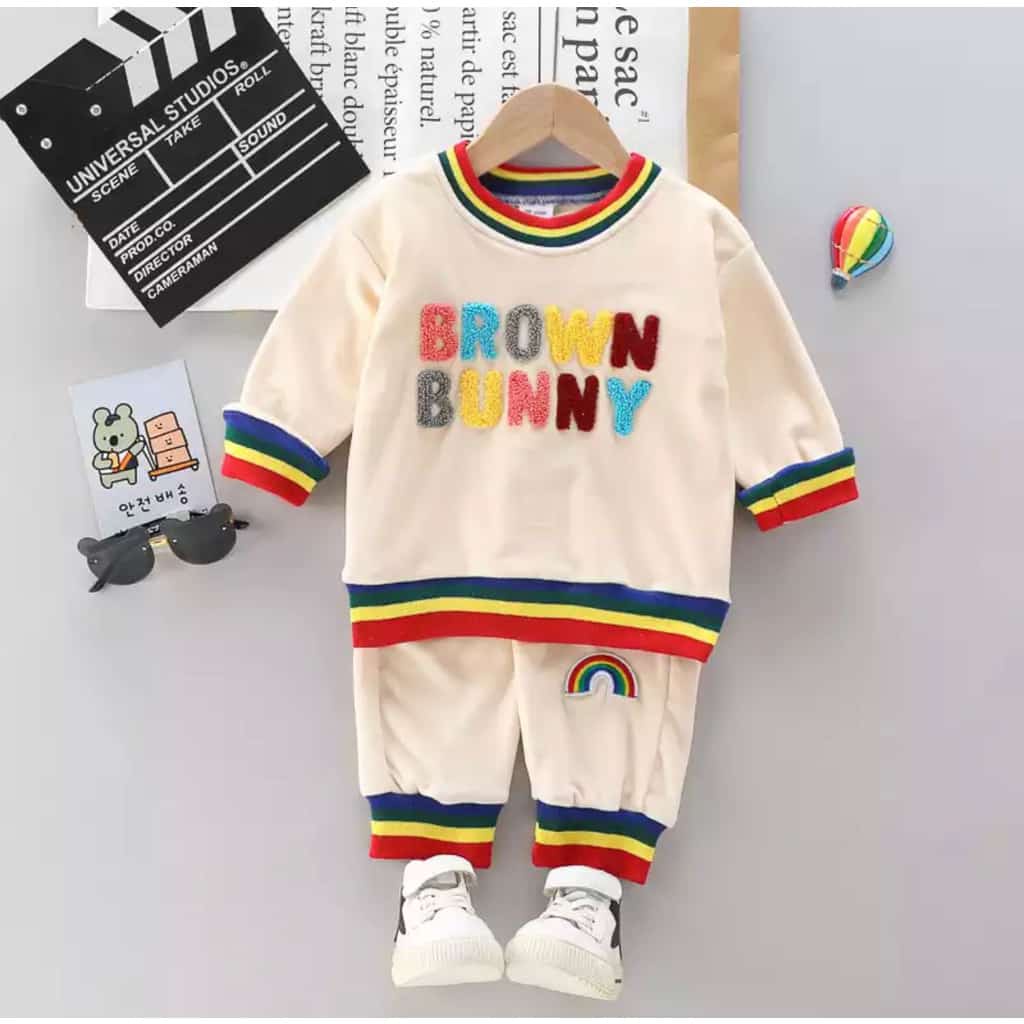 SETELAN ANAK SWEATER ANAK SETELAN BROWN UMUR 1-5 TAHUN