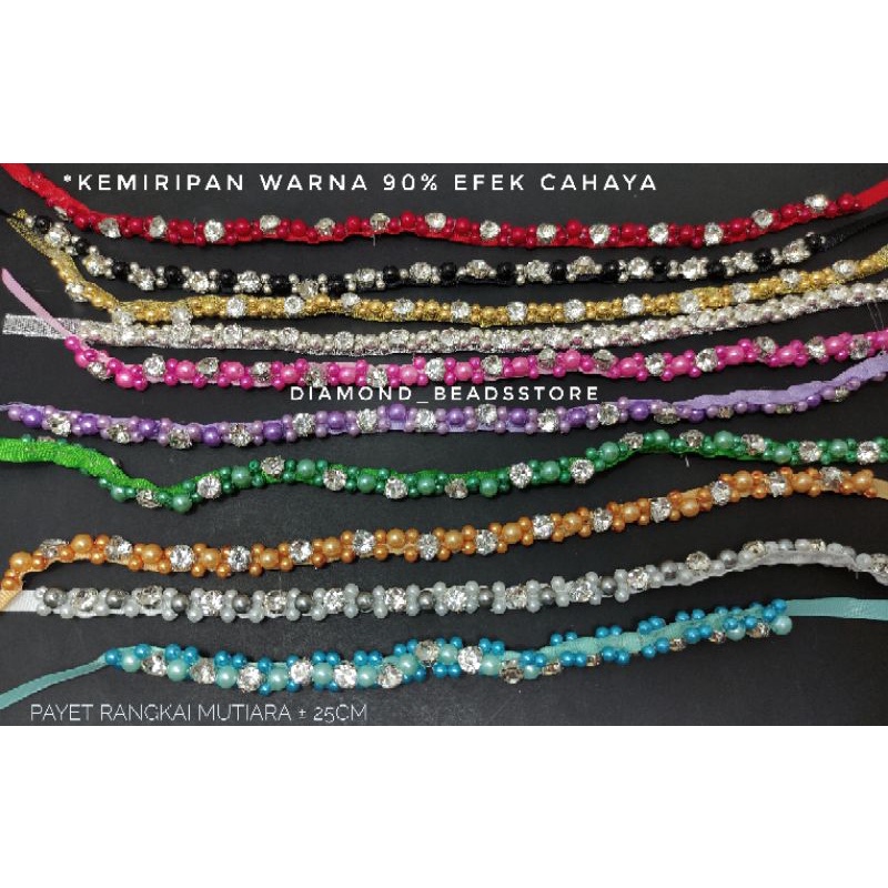 Payet Rangkai Mutiara Jahit / Payet Kristal Jahit / Permata