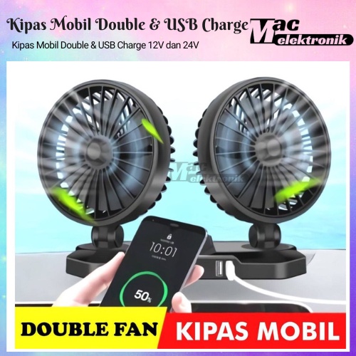 Kipas Angin Mobil Double KIPAS ANGIN MOBIL FLECO SINGLE, DOUBLE, DOUBLE CHARGER DAN MOFEL JEPIT 8in