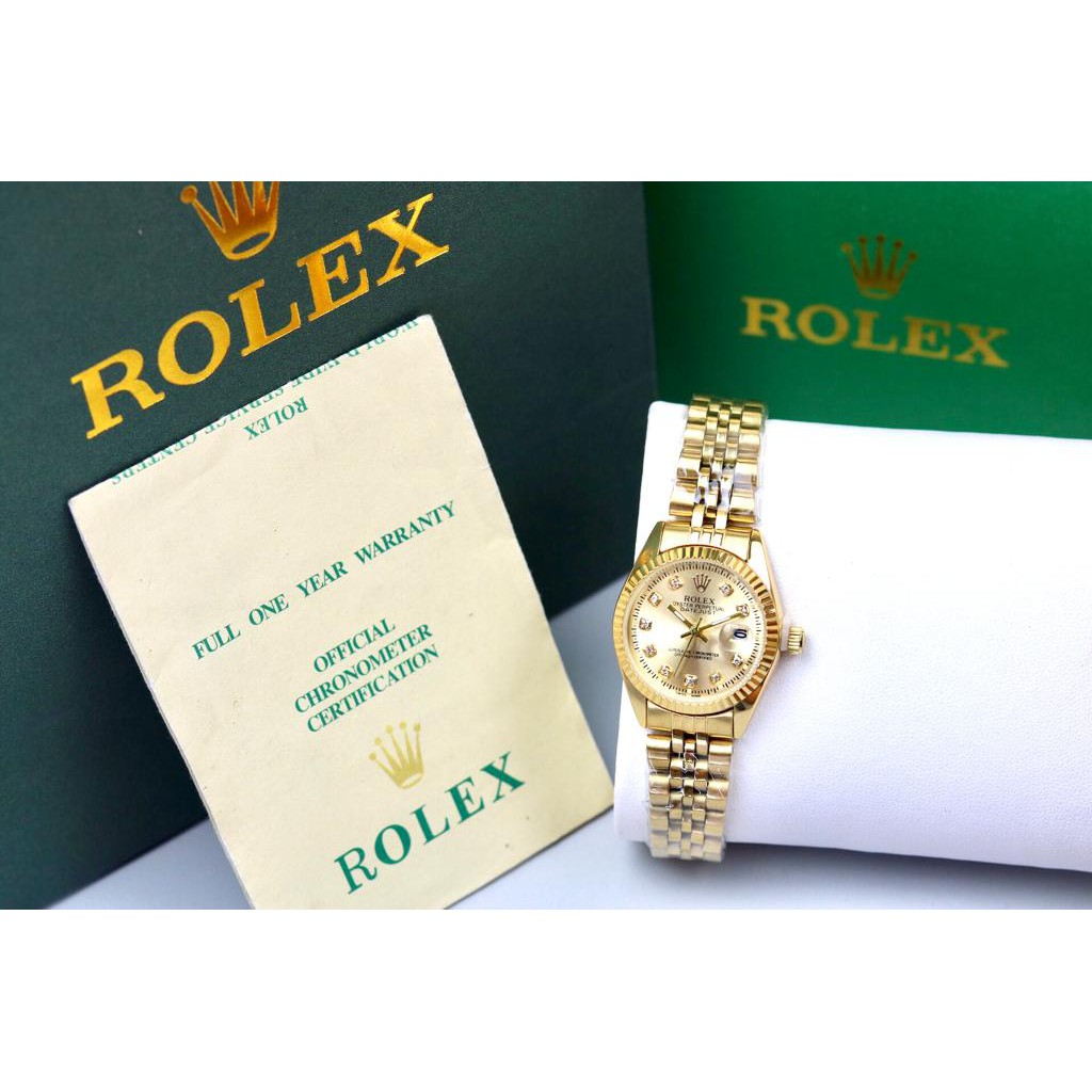 COD - JAM TANGAN FASHION WANITA ROLEX 8095 TANGGAL AKTIF FREE BOX ORIGINAL & BATERAI