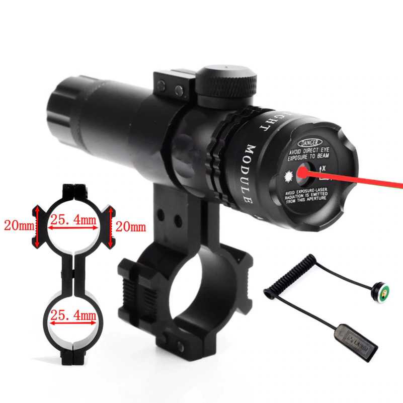 Souforce Tactical Red Dot Laser Gun Scope Airsoft + Baterai + Charger-Hitam