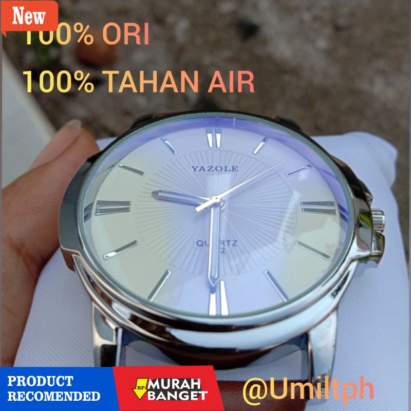 Jam tangan analog pria terbaik- Jam kulit terbaru yazole Original anti air siap renang yazole 332 OR