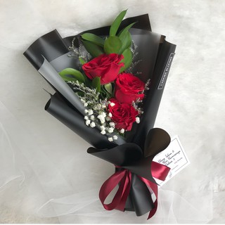 Bunga Graduation / 3 Rose Bouquet / Bunga Wisuda / Simple ...