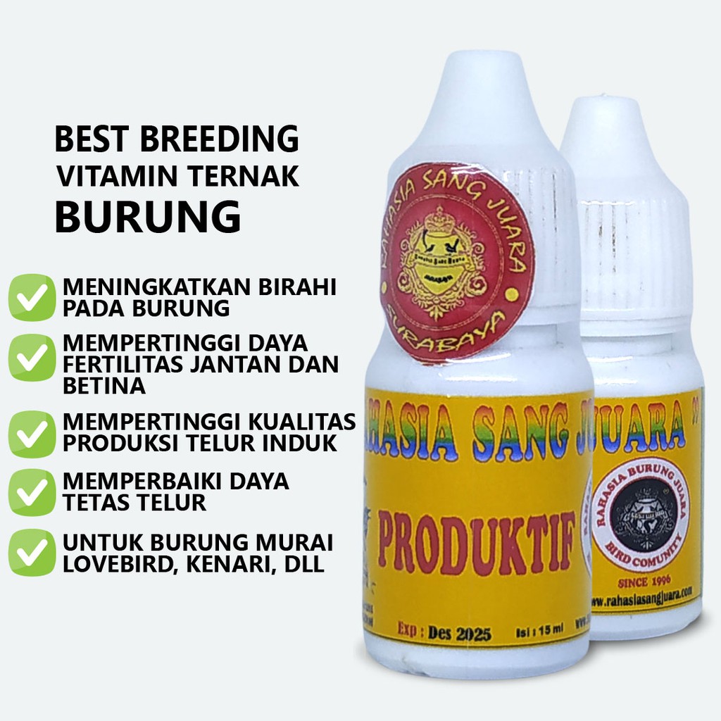 BEST BREEDING VITAMIN TERNAK BURUNG MURAI BATU KENARI LOVEBIRD MENINGKATKAN PRODUKSI TERNAK BURUNG