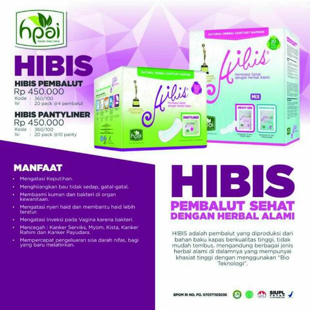 Pembalut Wanita Herbal HIBIS HPAI