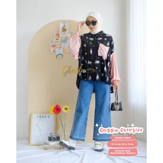 Anggia oversize by ghaffa label blouse motif