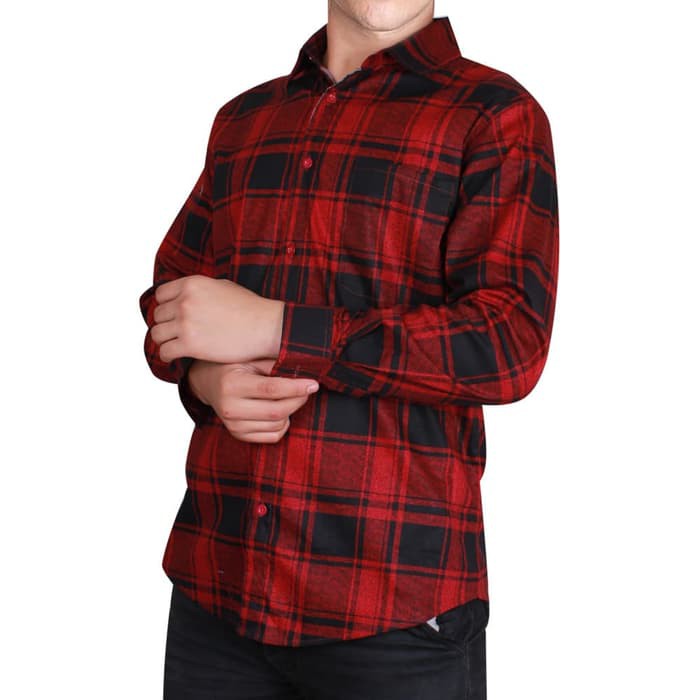 FFO Hem Kemeja Kantor Polos Lengan Panjang Pria Cowok Formal S M L XL Biru Ungu Merah Hitam i.187259