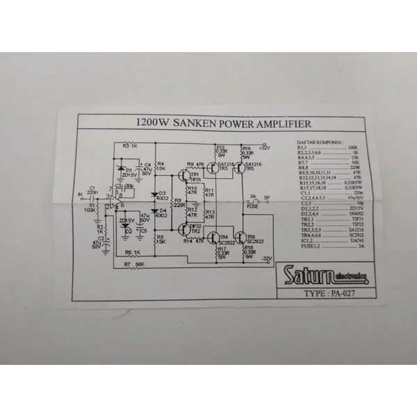 PCB Sanken 1200 Watt Stereo HI Power Amplifier PA-027