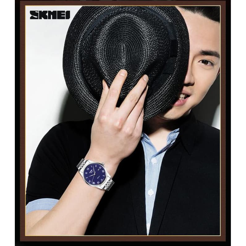 Jam Tangan Cowok /  Jam Tangan Pria Simple Clasic SKMEI 9058 Original Anti Air - Hitam Terbaru