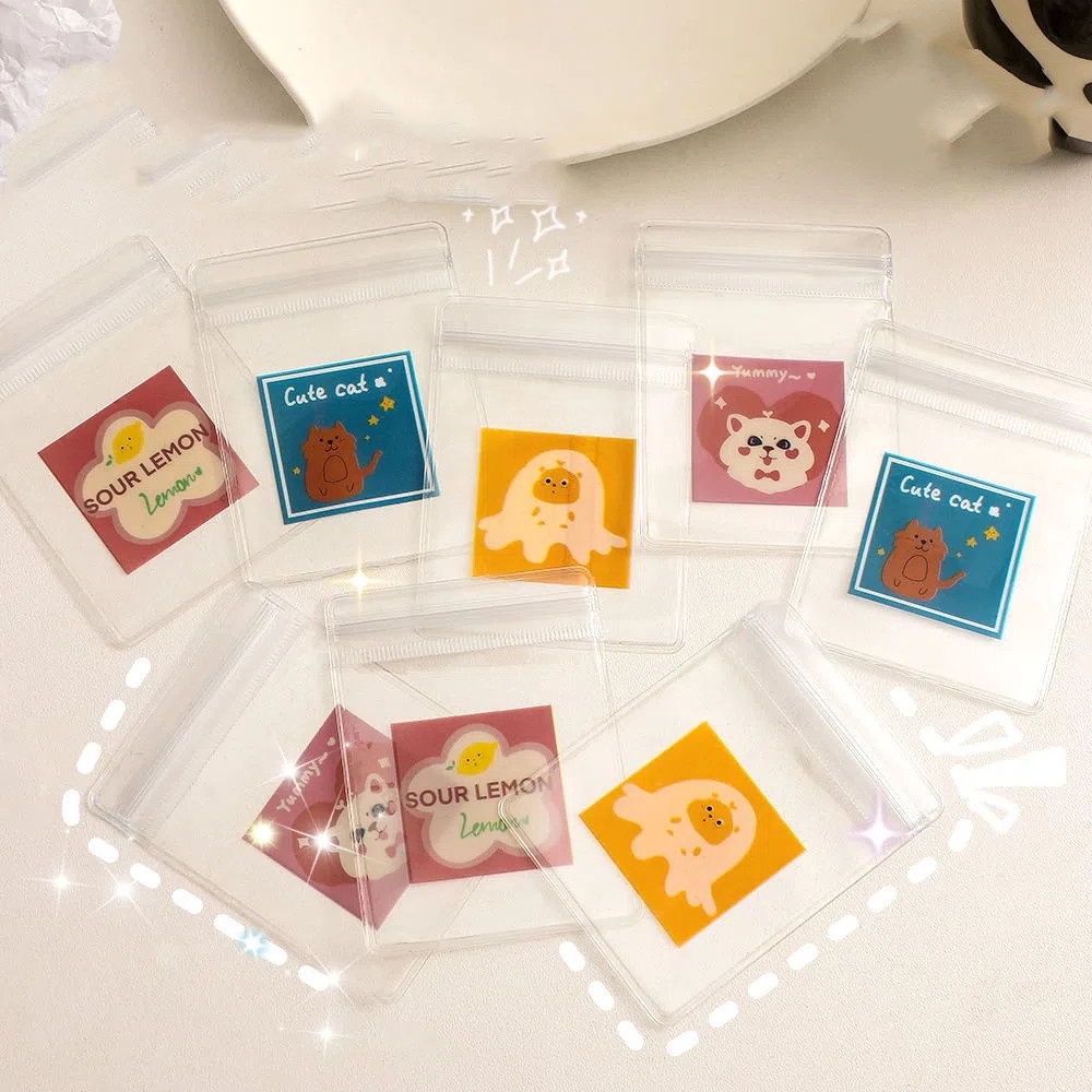 Tas Penyimpanan Perhiasan Anting Cincin Bahan PVC Transparan Anti Oksidasi Motif Kartun