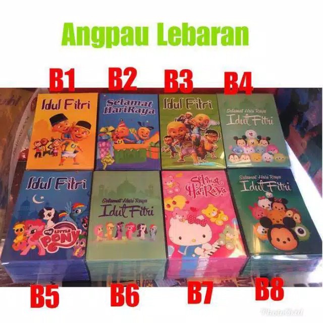

Angpau Lebaran Motif Kartun seri B21 sampai B41 100 pcs