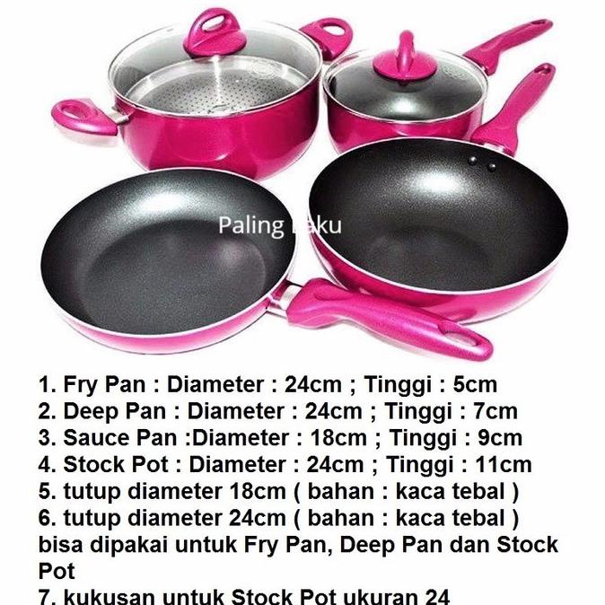 Supra Rosemary Cookware - Supra Panci Set 7Pcs Pink Wine