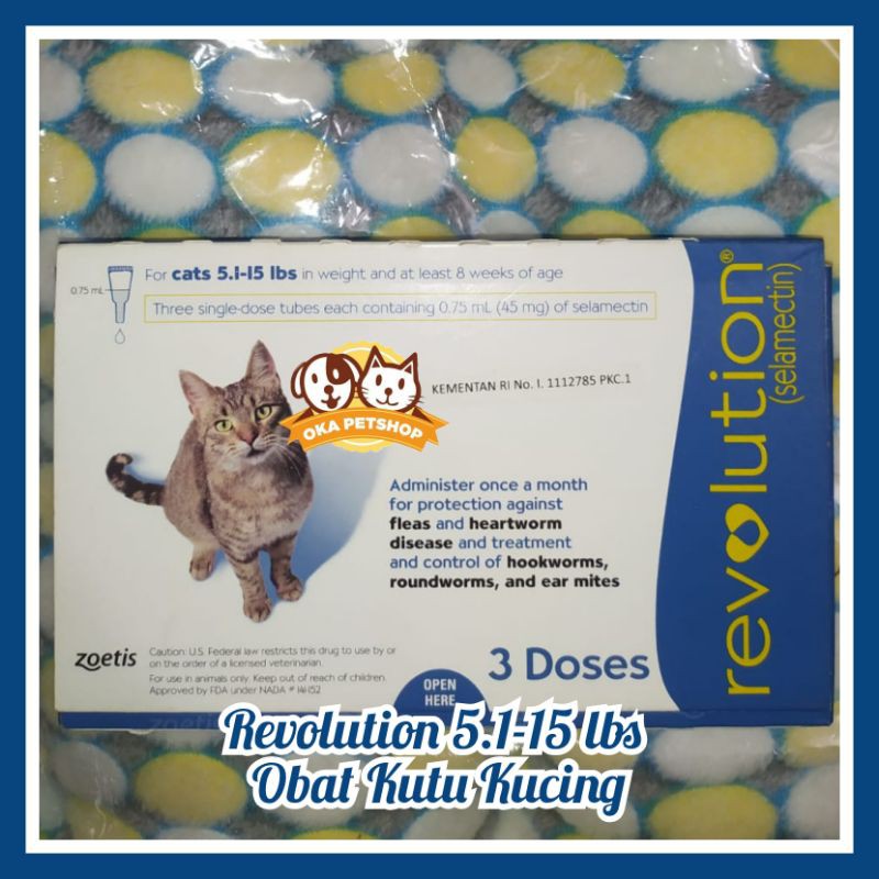 Revolution Kucing / Revolution Cat 5.1 - 15 lbs 1BOX ( ISI 3TUBE) /obat tetes kutu kucing revolution