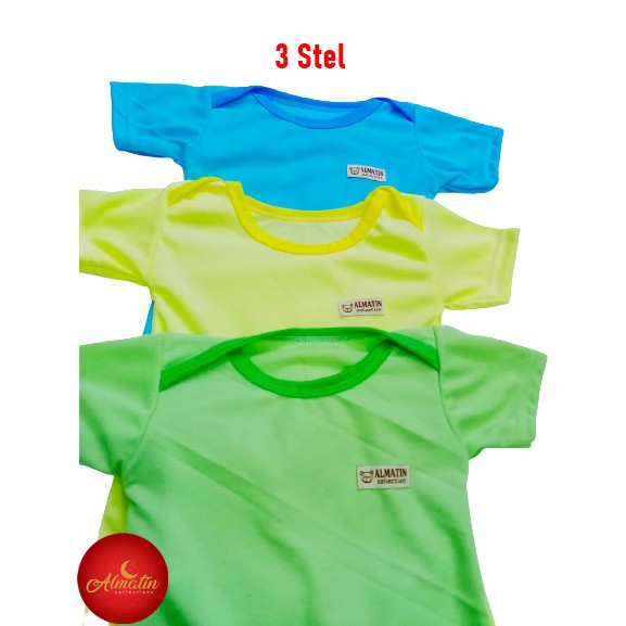 3 Stel Baju Bayi Jumper Bodysuits Katun polos jumpsuit baby newborn