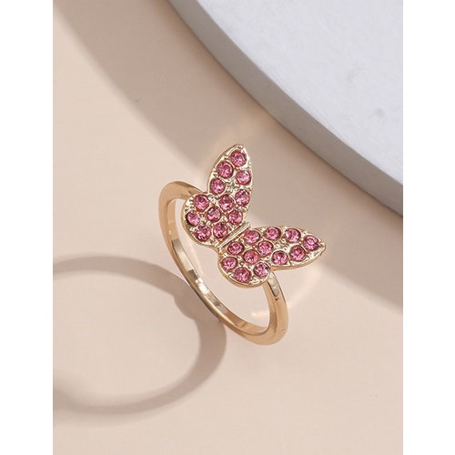 LRC Cincin Fashion Gold Diamond Butterfly And Rhinestone P5995