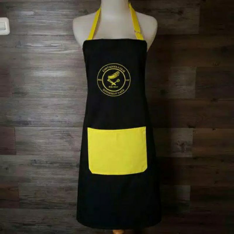 Celemek Apron Kombinasi Warna Custom  Free Bordir Logo dan Polos  ( Bisa Request Warna ).