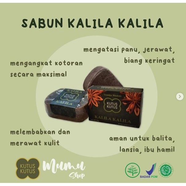 Sabun Kalila Kalila Kutus Kutus Tamba Waras Original 90 gram Asli 100% Official The Mall