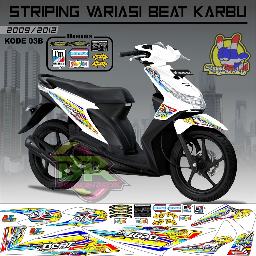 Striping Beat Karbu Stiker Lis Motor Beat Karbu kode 03