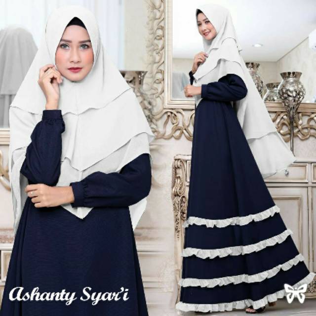 Gamis Ashanty WhiteNavy Syar'i