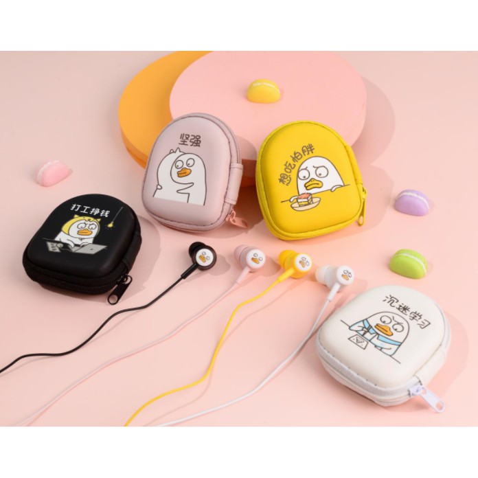 [E-211] Set Headset Earphone Karakter BEBEK / Wadah Earphone Kartun BEBEK Duck Lucu