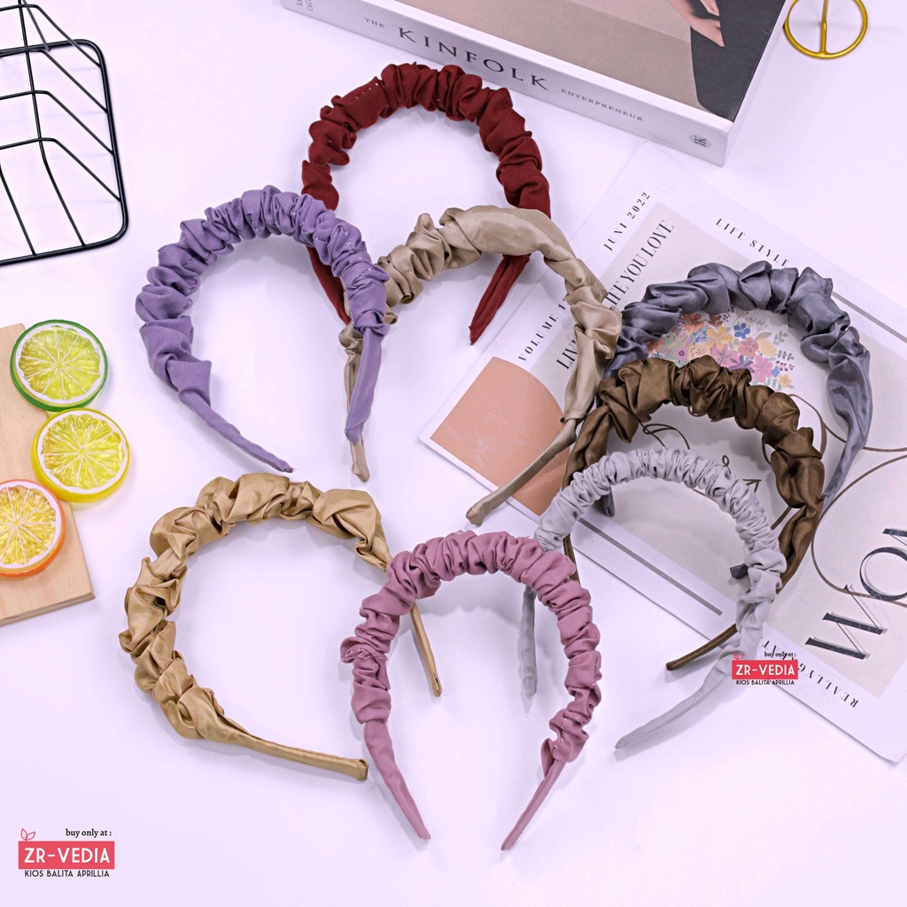 [POLOS] Bando Scrunchie  / Headband Korean Style Bando Kerut Murah Polos Wanita ZR Vedia