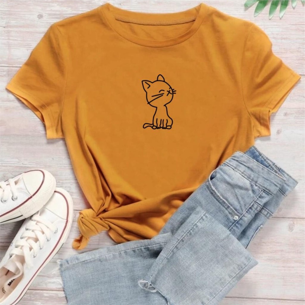 Kaos Wanita CAT / Tshirt Combed 30s Wanita / Tumblr Tee / Atasan Baju Lengan Pendek