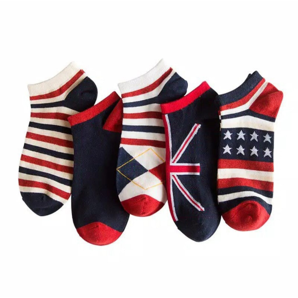 Kaos Kaki Pendek Ankle Motif Flag