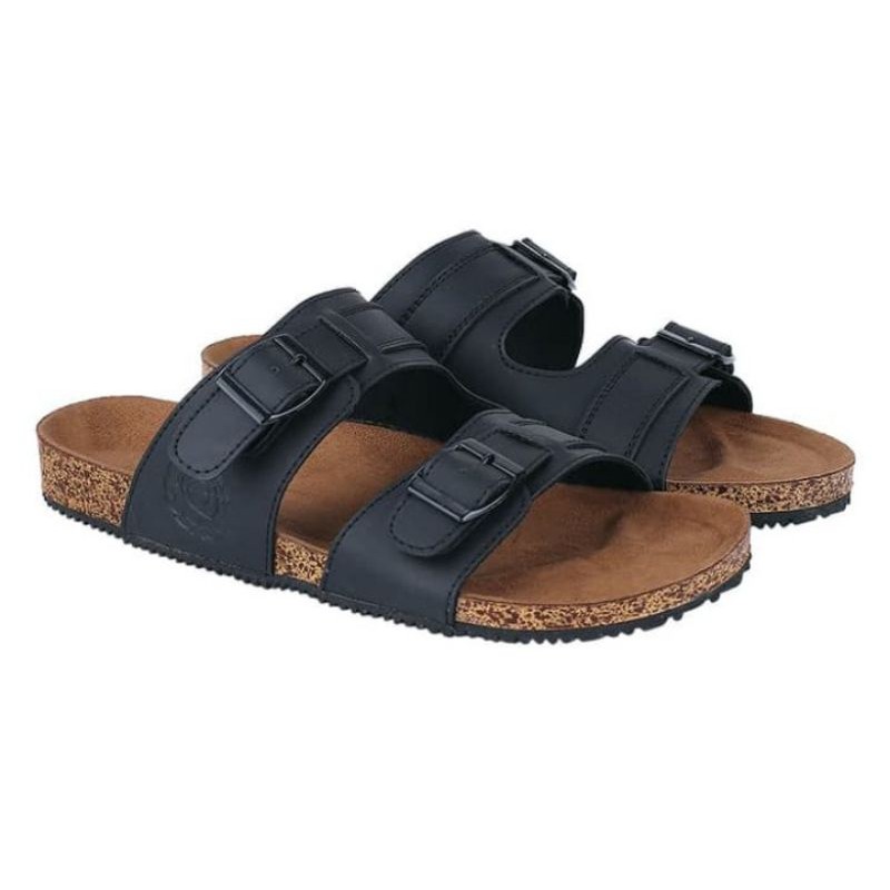 Original Distro / Sendal Pria Birkens Rain03 Black / Sandal Kulit Kasual Remaja Dewasa  - 39