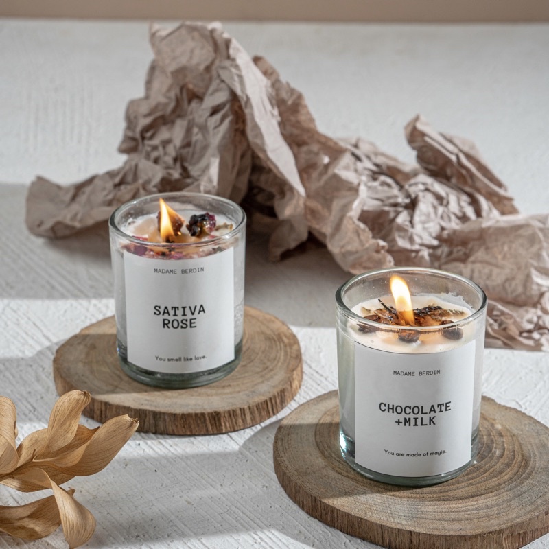 Lilin Aromaterapi Premium - Scented Candle - Dried Flower - Lilin Wangi - Souvenir Hampers Wedding Pernikahan Hadiah Kado | christmas Candle Lilin Natal
