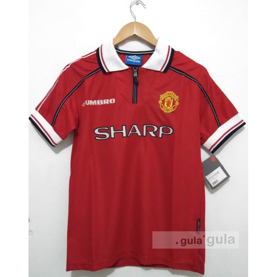 Jersey Baju Kaos MU Manchester United Home Retro 1999 Grade Ori Futsal
