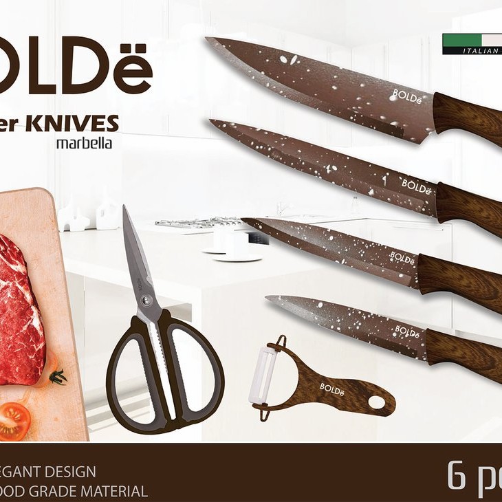 Bolde Pisau Set 6 pcs Super Knives Marbella terlaris pisau paling tajam.