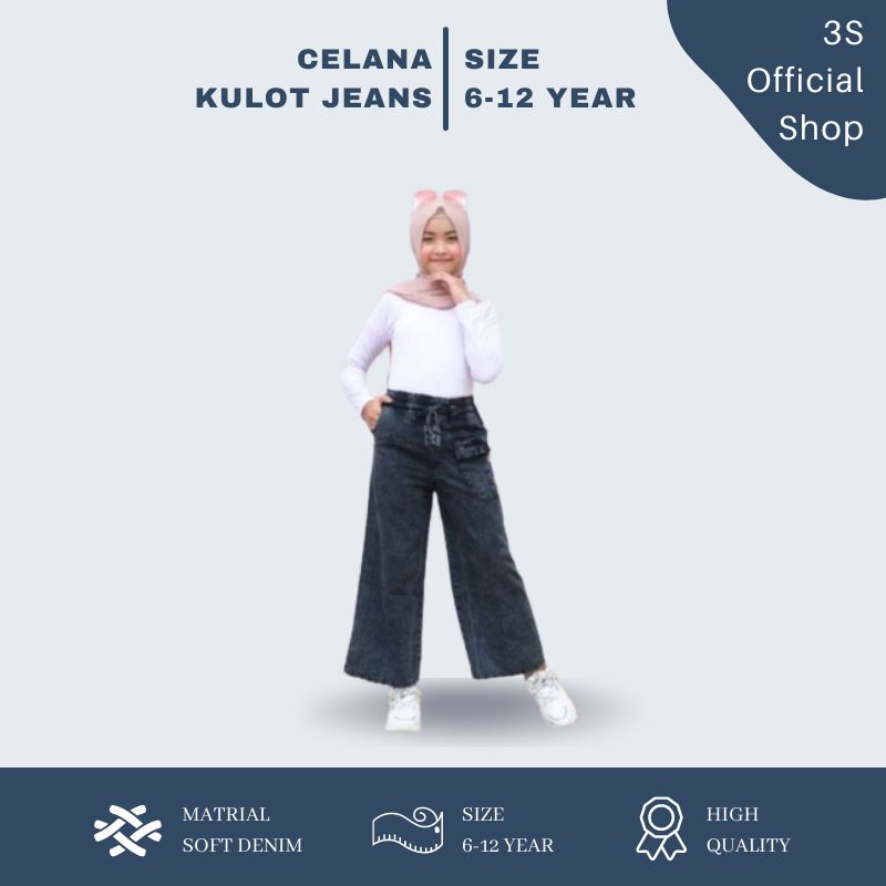 Celana Kulot Jeans Anak Perempuan Umur 4 -12 Tahun | Celana Jeans Anak