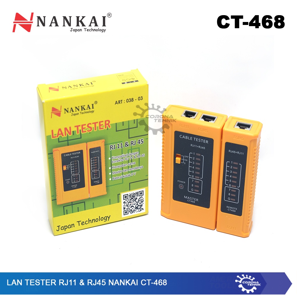 Lan Tester RJ11 &amp; RJ45 Nankai CT-468