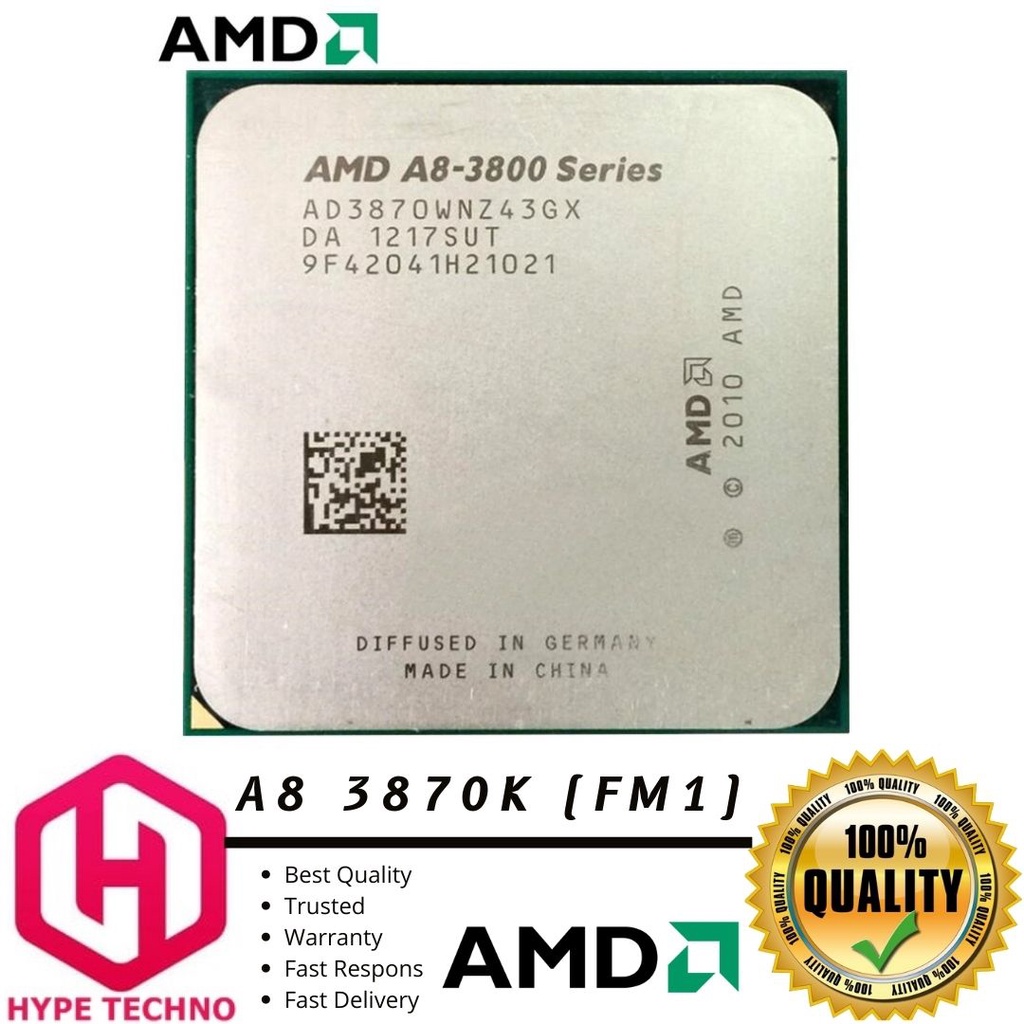 AMD A8 3870K - 3.0Ghz Socket FM1 - Radeon HD6550D 4Cores 4Threads Cache 4MB TDP 100. Processor best 