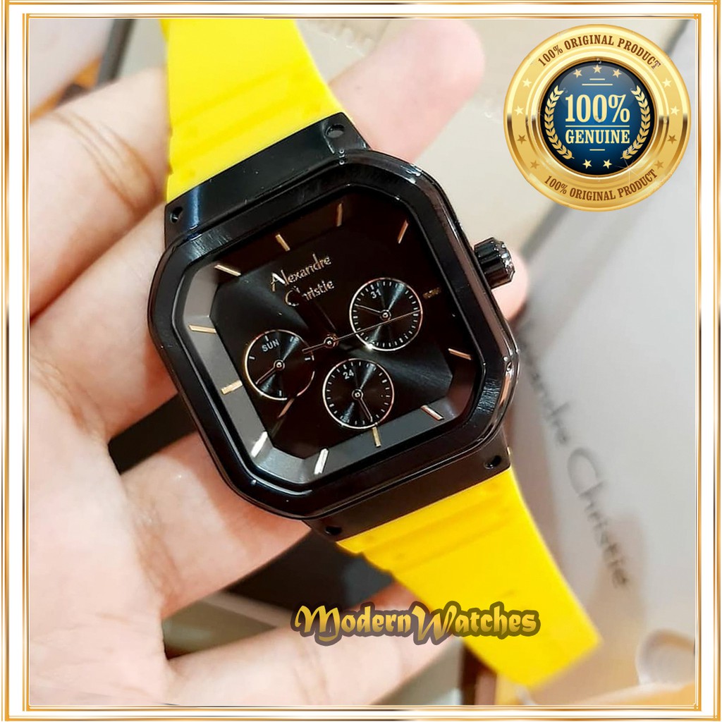 Jam Alexandre Christie Wanita AC 2811 Navy Biru Blue Dongker Kuning Ori Terbaru Terlaris