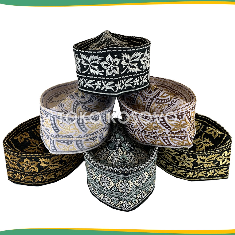 GROSIR (10 Pcs) Peci Oman Bangladesh Paket Usaha Kopiah Haji Sholat Banglades Santri Pria Pesantren Temboro Kopyah Shalat Laki Dewasa Anak Jumbo Motif Bordir Hitam Putih Kopeah Bulat Tinggi Madinah Malaysia Madinah Assagofah Terompah Turki Mesir NU Ori